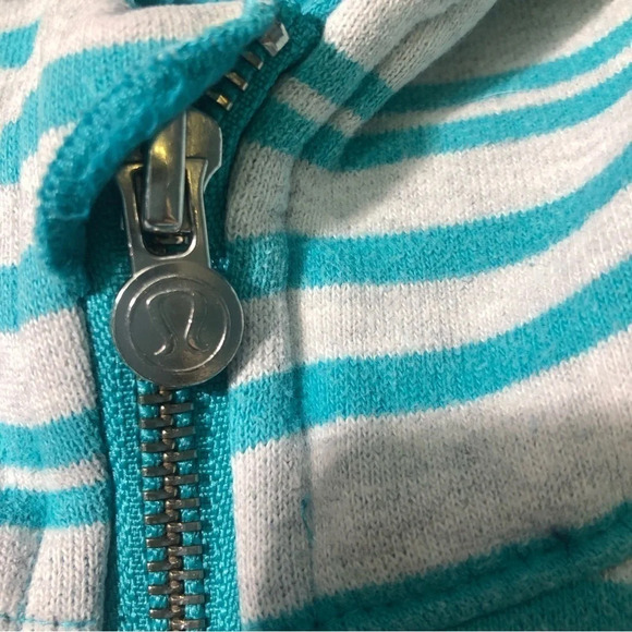 Lululemon teal and light grey striped scuba hoodie  (4) - Picture 4 of 11